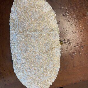 Handmade white sequined evening bag